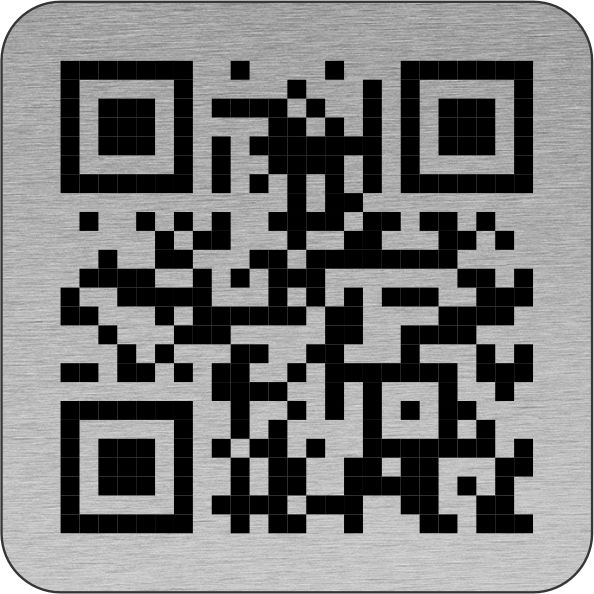 Aluminium Effect Self Adhesive 50mm Square QR Code Table Disc